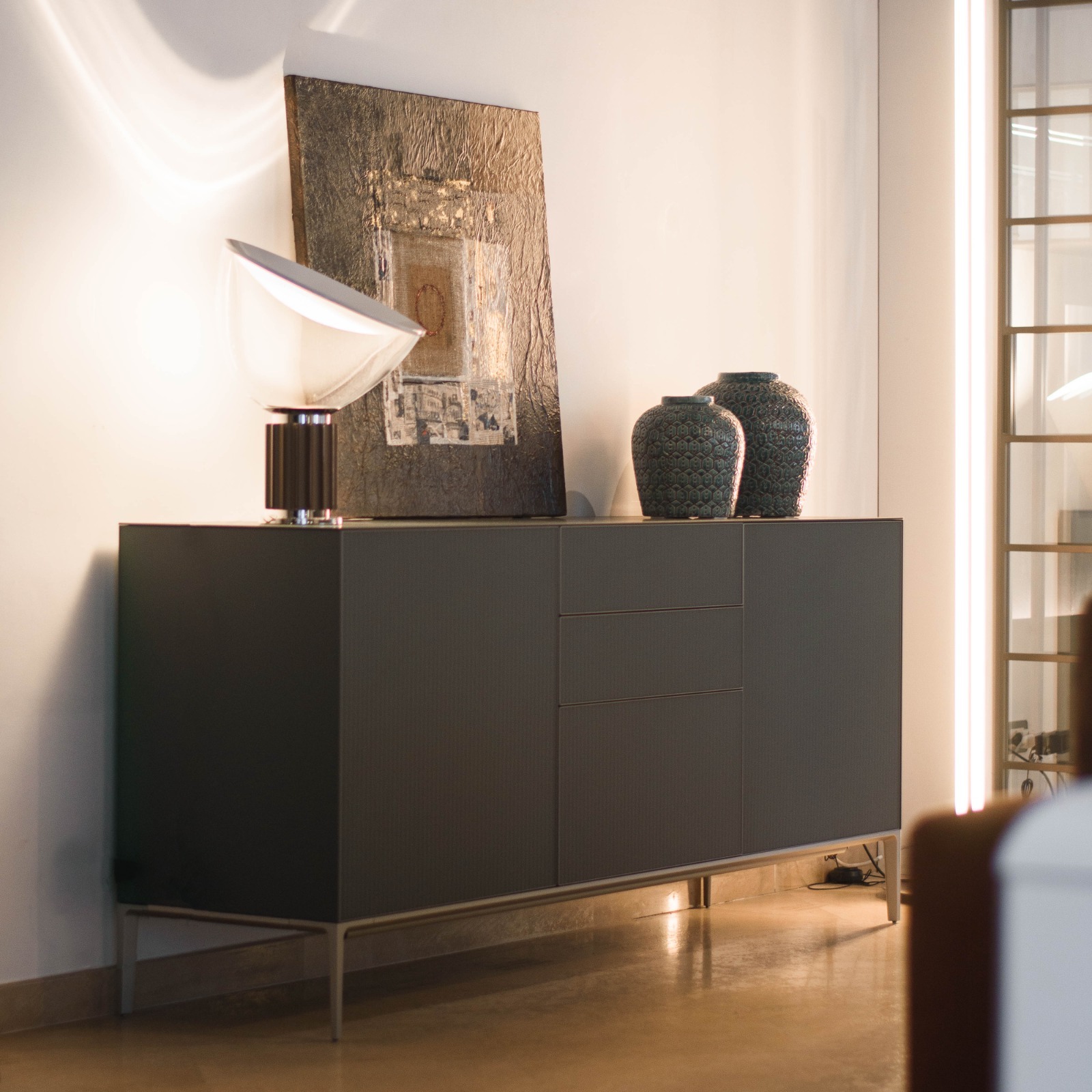 credenza + light